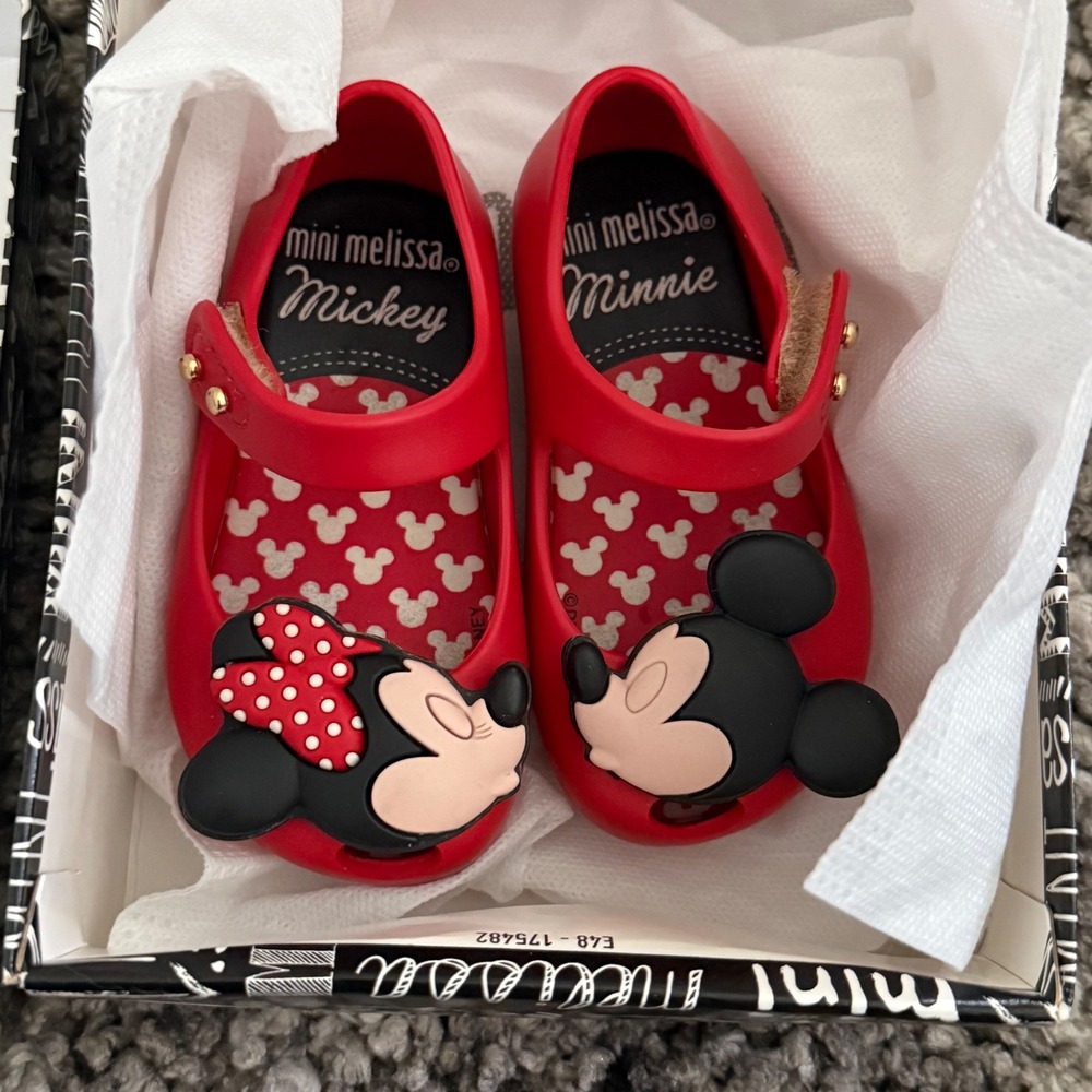 Mini Melissa Ultra Disney BB Mickey Minnie Red Jelly Shoes Mary Jane 31738 Sz 5